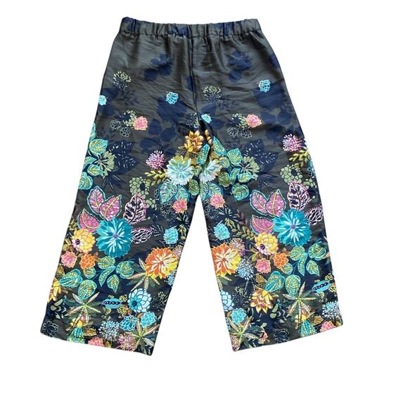 LOFT Cropped Pant Womens Sz Small Petite Green Floral Bohemian Boho Chic - Picture 5 of 5